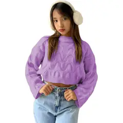 GENERICO - Chompa Mujer Cerrada Hilo Frances 359G-23 Color Lila