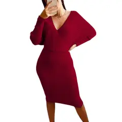 GENERICO - Vestido Mujer Hilo Cruzado Mlarga 359G-27 Color Vino