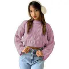 GENERICO - Chompa Mujer Cerrada Hilo Frances 359G-23 Color Palo Rosa