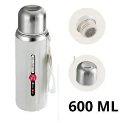 GENERICO - Termo Premium Vacuum 600ml Acero Inoxidable - Blanco