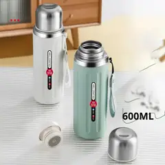 GENERICO - Termo Premium Vacuum 600ml Acero Inoxidable - Blanco