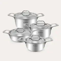 FINEZZA - Juego de Ollas de 8 Piezas Acero Inoxidable FZ-2010TPY