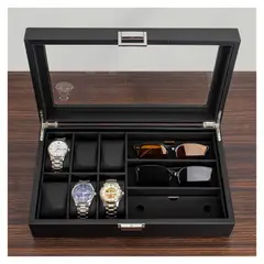 GENERICO - Organizador de Relojes y Gafas de Fibra de Carbono