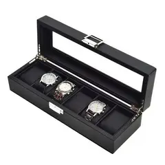 GENERICO - Organizador de Relojes 6 Compartimientos – Fibra de Carbono