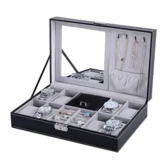 GENERICO - Joyero con 8 Compartimentos para Relojes, anillos y collares