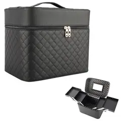 GENERICO - Organizador de Maquillaje con Bandeja Plegable y Espejo