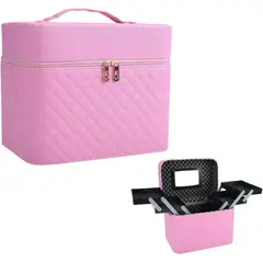 GENERICO - Organizador de Maquillaje con Bandeja Plegable y Espejo