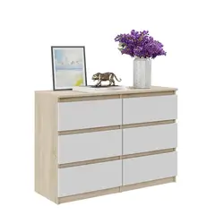 GENERICO - Comoda Melamina Blanco-Duna 1.20m 6 Cajones