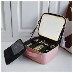 GENERICO - Maleta para cosméticos impermeable con espejo luz LED