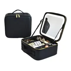 GENERICO - Maleta para cosméticos impermeable con espejo luz LED