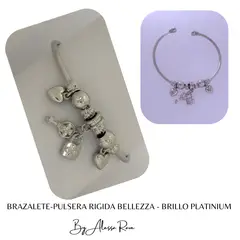 GENERICO - BRAZALETE-PULSERA RIGIDA BELLEZZA - BRILLO PLATINIUM