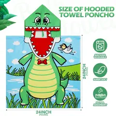 GENERICO - Toalla de Playa con Capucha niños Poncho 2-5 años cocodrilo