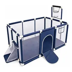 BLLOQ - Corral Seguridad Bebes Con Aro De Basket 180cm Azul