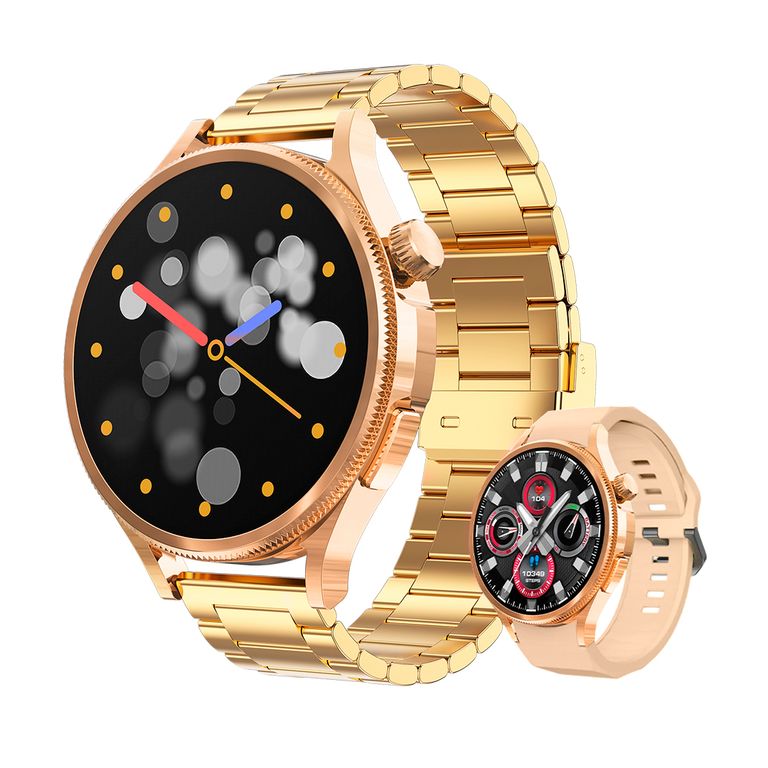 Reloj inteligente M109 - Super Amoled con 2 correas - Dorado crema