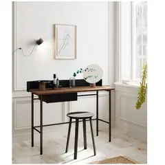 TU MESITA - Escritorio Industrial Moderno Alanis color NegroMarrón 1 cajón