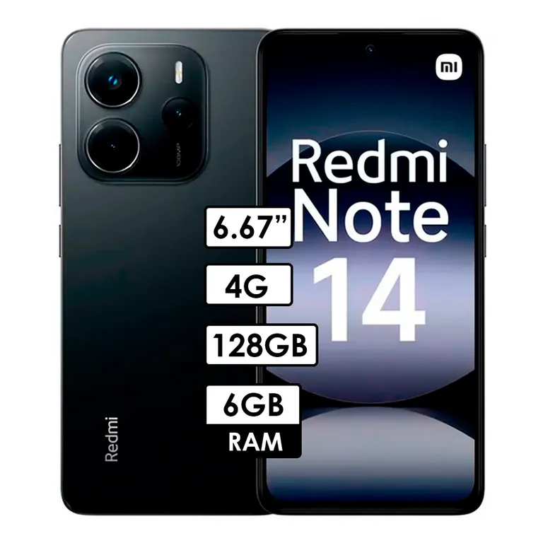 Celular Redmi Note 14 4G 6GB RAM/ 128GB NEGRO