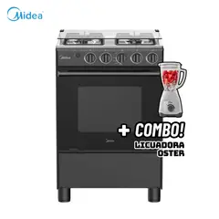 MIDEA - COCINA DE PIE A GAS 4 HORNILLAS NEGRO - MGS24FS2LFABBC-PE + LICUADORA OSTER BLANCA