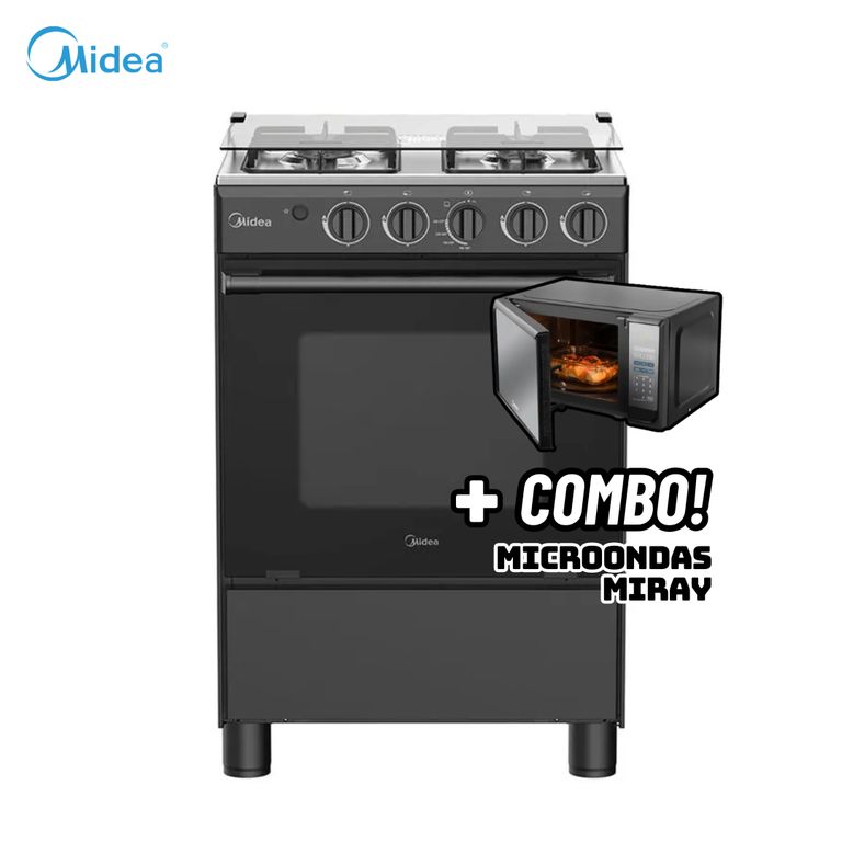 COCINA DE PIE A GAS 4 HORNILLAS NEGRO - MGS24FS2LFABBC-PE + MICROONDAS MIRAY HMM-20N