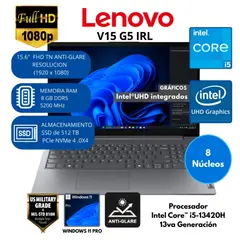 LENOVO - Laptop Intel Core i5(V15 G5 IRL) RAM 8 GB SSD 512 GB 15.6" FHD Windows 11