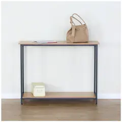 NOVAHUS - Arrimo Industrial Café con Tubo de Acero y MDF