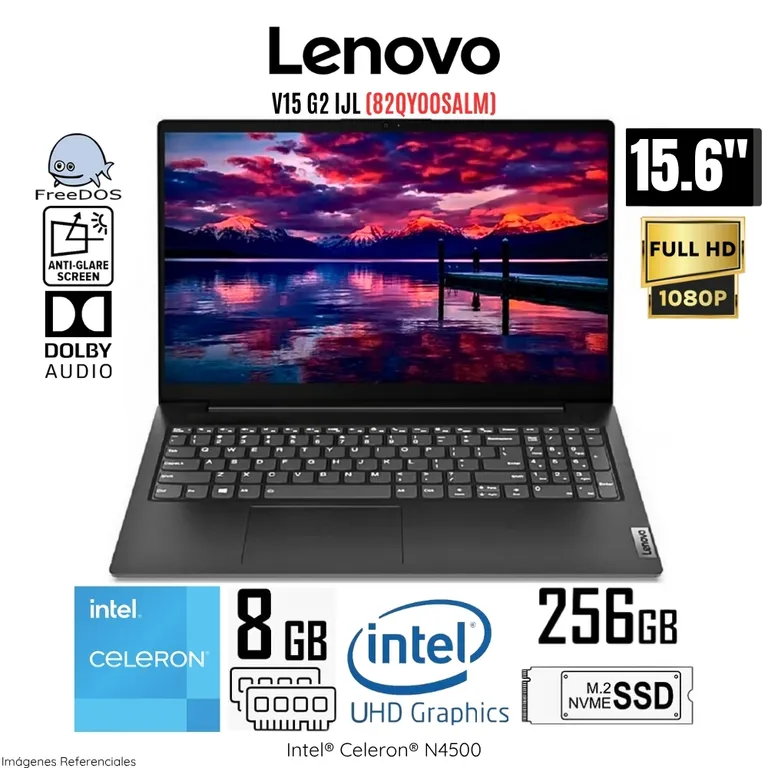 Laptop V15 G2 IJL Intel Celeron N4500 8GB RAM 256GB SSD 15.6" FHD Free Dos - 82QY00SALM