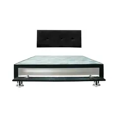 MUEBLES MACRUMO - Cama tapizada Brisa con sabanera - 2 Plz - Color Negro