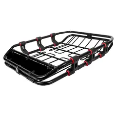 GENERICO - PARRILLA ACERO 140CM NEGRO CON DETALLES ROJOS