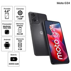MOTOROLA - Celular G24 256GB 4GB ram 50MP 8MP 6.6 Gris