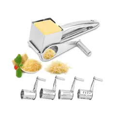 GENERICO - Rallador de Queso con Manivela Acero Inoxidable 5 Tambores
