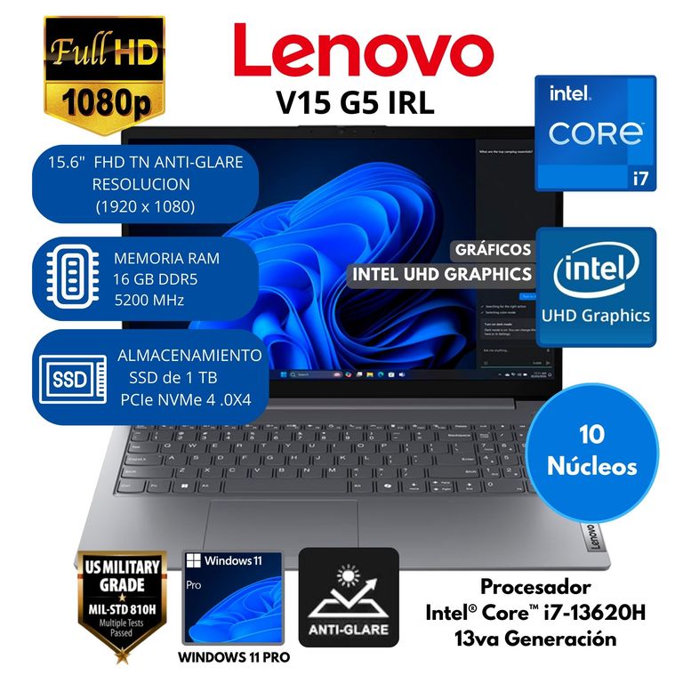 Laptop Intel Core i7(V15 G5 IRL) RAM 16 GB SSD 1 TB 15.6" FHD Windows 11