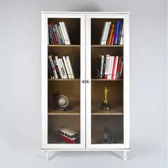 R&R MUEBLES - Vitrina Moderna Jinbee Blanco con Marrón