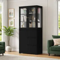 R&R MUEBLES - Vitrina Moderna Rinka Negro