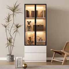 R&R MUEBLES - Vitrina Moderna Harutora Blanco y Negro