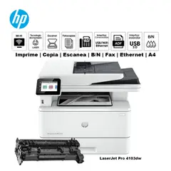 HP - Impresora Multifuncional LaserJet Pro MFP 4103fdw WIFI ADF FAX