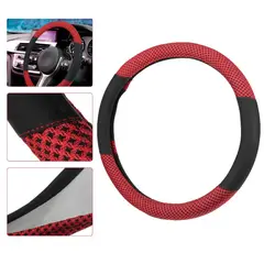 GENERICO - Funda Timón Auto Universal forro protector Malla antideslizante Rojo