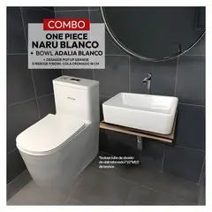 STONE - COMBO NARU BLANCO + BOWL ADALIA + DESAGUE POP UP PBOWL CROMADO