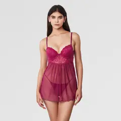 BOMBON ROJO - Babydoll de encaje y tul Thais