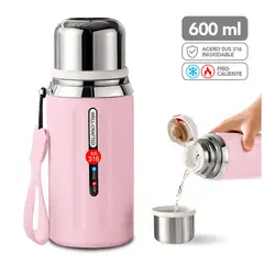 KELLER - Termo de Acero Inoxidable 600 ML Rosado R08