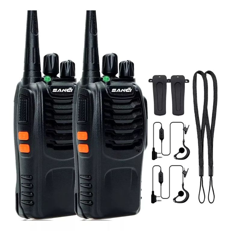 Radio bidireccional compacto con linterna, 5 km de alcance, 16 canales