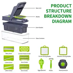 GENERICO - Picador Cortador De Alimentos Rallador Manual Fruta Verduras