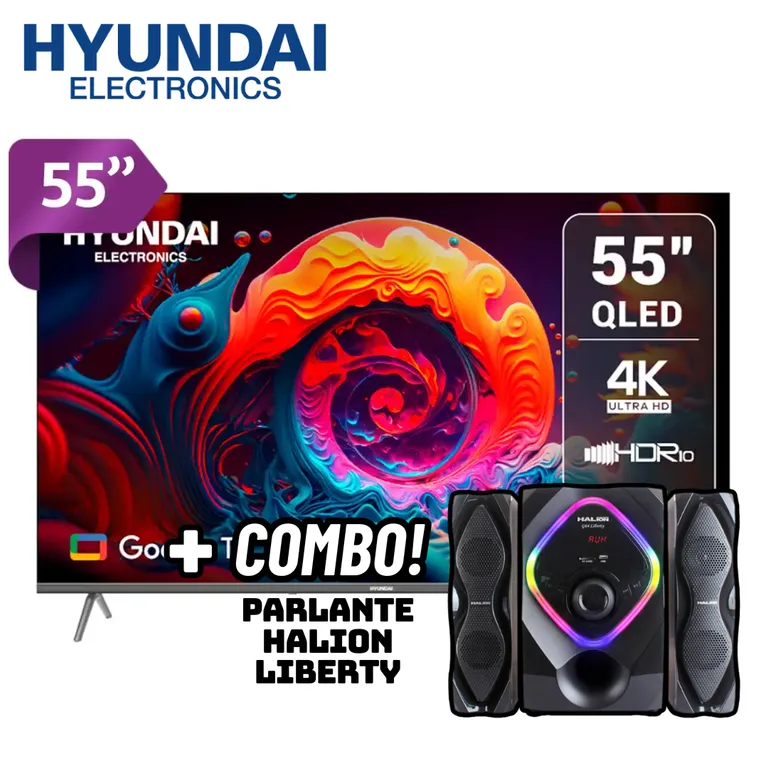 TELEVISOR 55 QLED SMART TV GOOGLE TV 4K UHD - HYLED5529QG + PARLANTES HALION LIBERTY 2.1