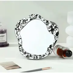 GENERICO - Espejo decorativo con bordes plateados Circular