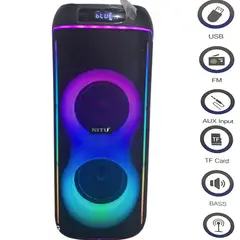 GENERICO - Equipo de 2 bocinas Con luces y Bluetooth + Micrófono y porta celular