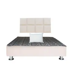 MUEBLES MACRUMO - Cama tapizada Serena + almohada - Queen Plz - Color Beige claro