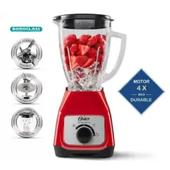 OSTER - Licuadora BLSTKAGRRD 550 Watts Vaso de Vídrio 1.5 Litros Rojo