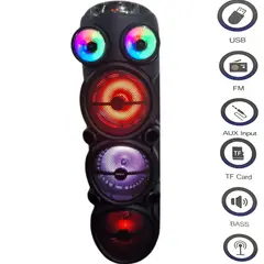 GENERICO - Equipo de 3 bocinas Con luces y Bluetooth + Micrófono y porta celular