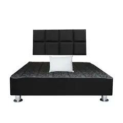 MUEBLES MACRUMO - Cama tapizada Serena + almohada - Queen Plz - Color Negro