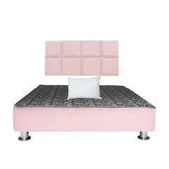 MUEBLES MACRUMO - Cama tapizada Serena + almohada - King Plz 2 tarimas - Color Rosado
