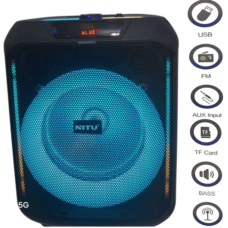 Parlante Con luces y Bluetooth + Micrófono incluye porta celular