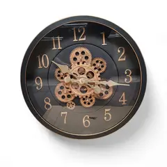 GENERICO - Reloj de Pared Analógico con Engranajes a la Vista Elegancia Industrial
